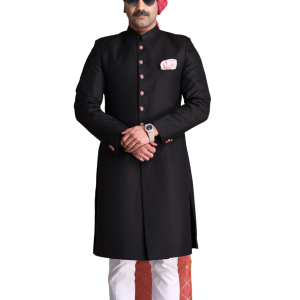 Handmade Royal Black Maharaja Achkan - Imperial Luxury | Jaipurio